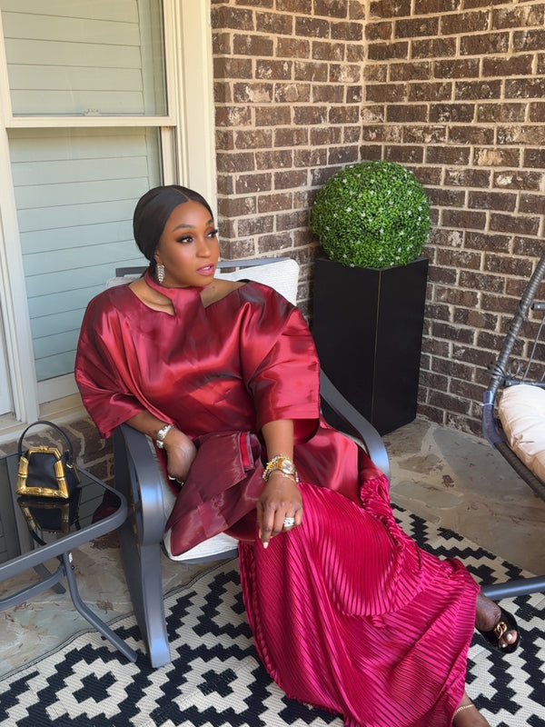 Solára Luxe Boubou – Liquid Organza Pleated Kaftan Dress | Aso Élan
