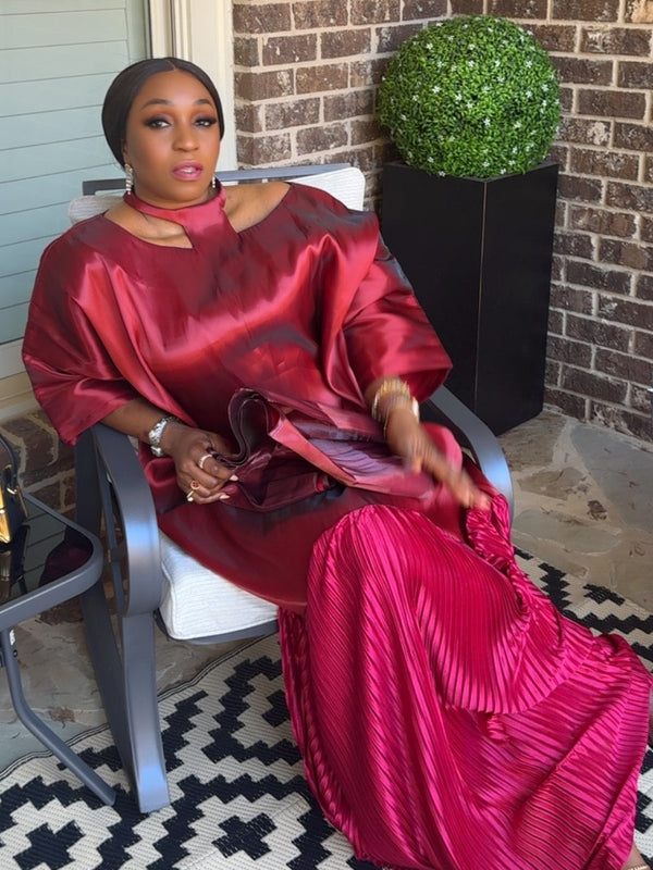 Solára Luxe Boubou – Liquid Organza Pleated Kaftan Dress | Aso Élan