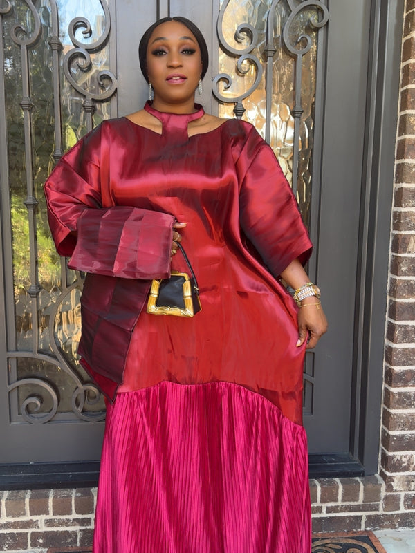 Solára Luxe Boubou – Liquid Organza Pleated Kaftan Dress | Aso Élan