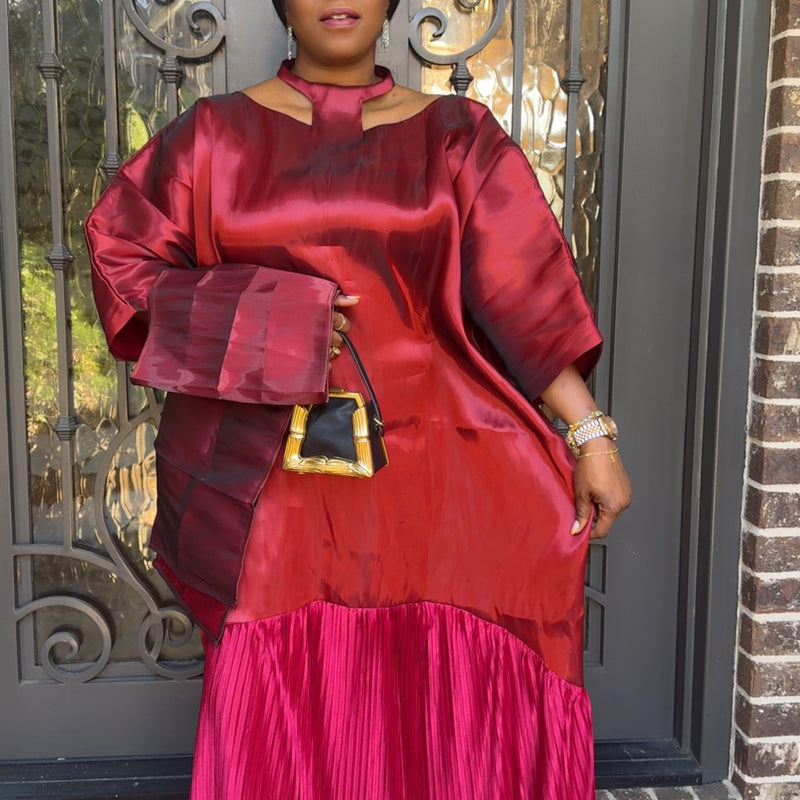 Solára Luxe Boubou – Liquid Organza Pleated Kaftan Dress | Aso Élan