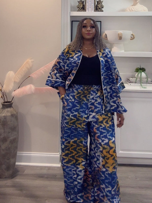 Kalani Adire 2-Piece Pant Set