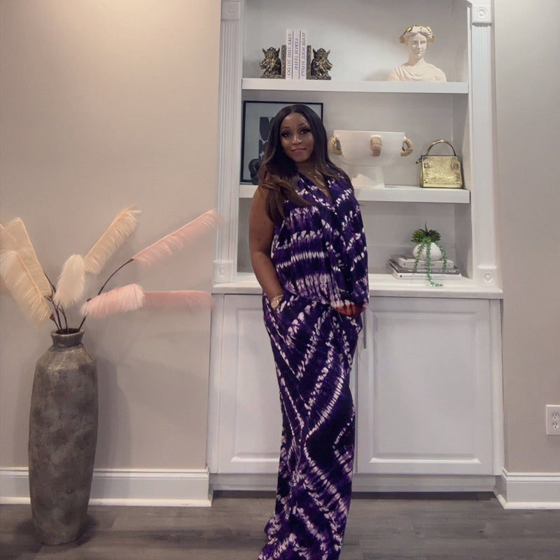 Khalani Luxe Tie-Dye Draped Pant Set