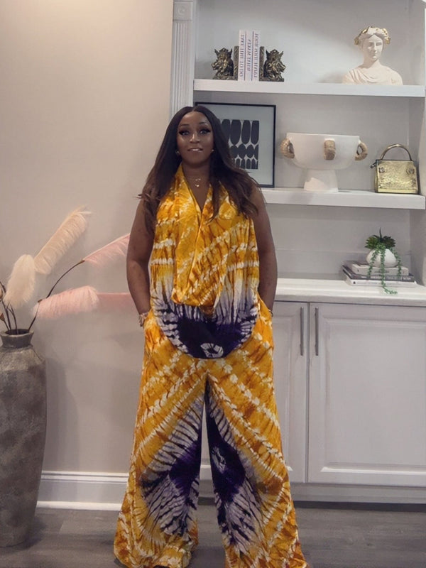 Khalani Luxe Tie-Dye Draped Pant Set