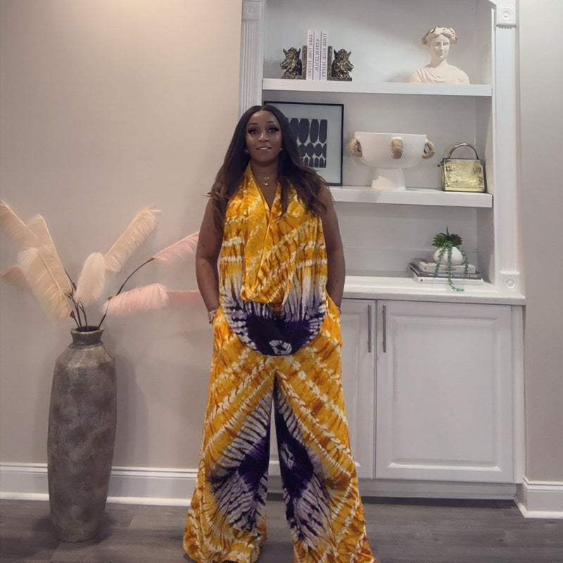 Khalani Luxe Tie-Dye Draped Pant Set