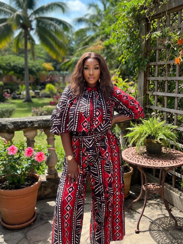 Titi Ankara 2-Piece Pant Set – Luxury African Print Wide Leg Set for Women