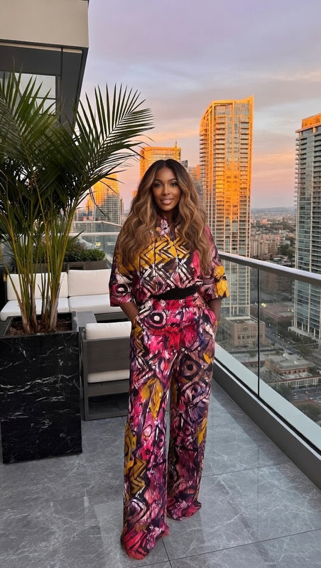 Titi Ankara 2-Piece Pant Set – Luxury African Print Wide Leg Set for Women