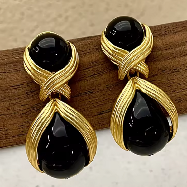 Aso Élan Noir Luxe Drop Earrings