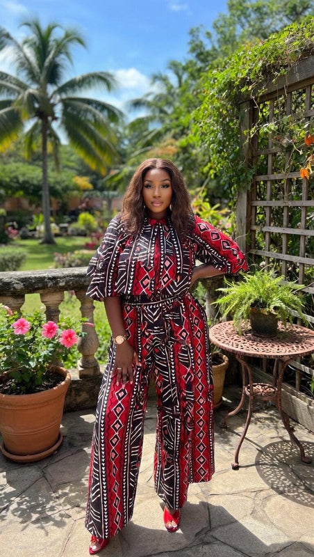 Titi Ankara 2-Piece Pant Set – Luxury African Print Wide Leg Set for Women