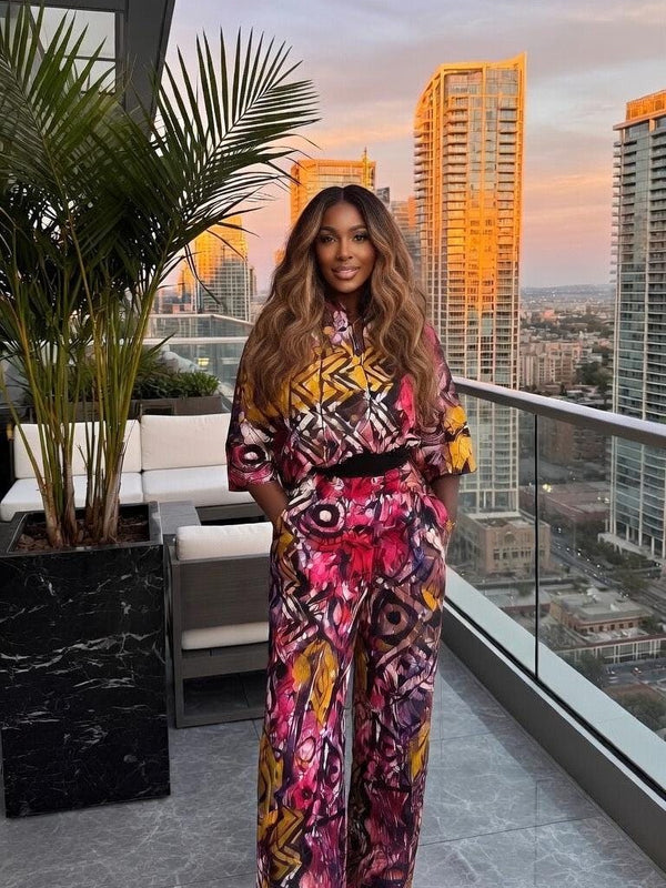 Titi Ankara 2-Piece Pant Set – Luxury African Print Wide Leg Set for Women